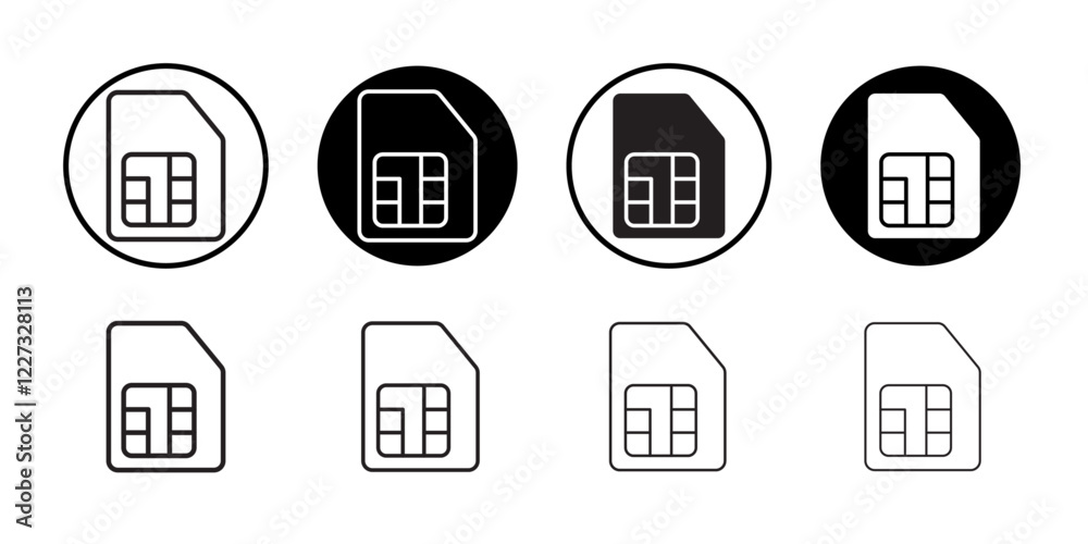 Sim card icon linear logo isolated Sim card icon linear logo isolated