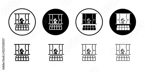 Stand up and theater show icon linear logo isolated