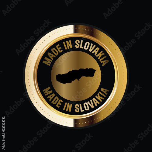Map of Slovakia. Vector illustration. Logo, Icon, and Symbol. Slovakia map gold seal. 