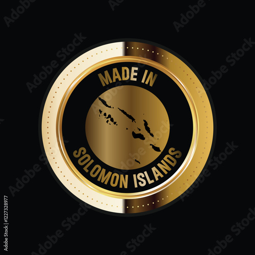 Map of Solomon Islands. Vector illustration. Logo, Icon, and Symbol. Solomon Islands map gold seal. 