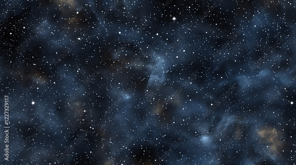 Naklejka premium A breathtaking view of a starry night sky with a nebula in the background, capturing the vastness and beauty of space.