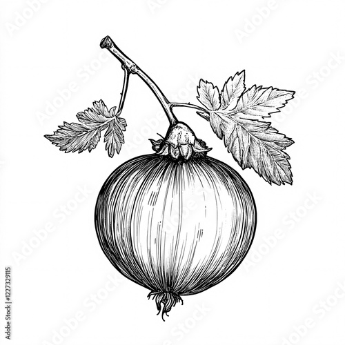 Line art of a single gooseberry photo