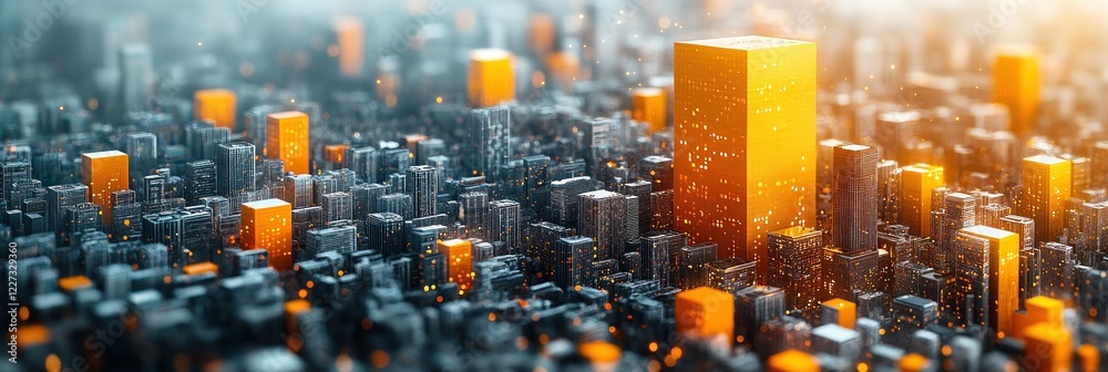 Obraz premium Graphic layout showcasing advertising leaflets with urban city elements and vibrant colors