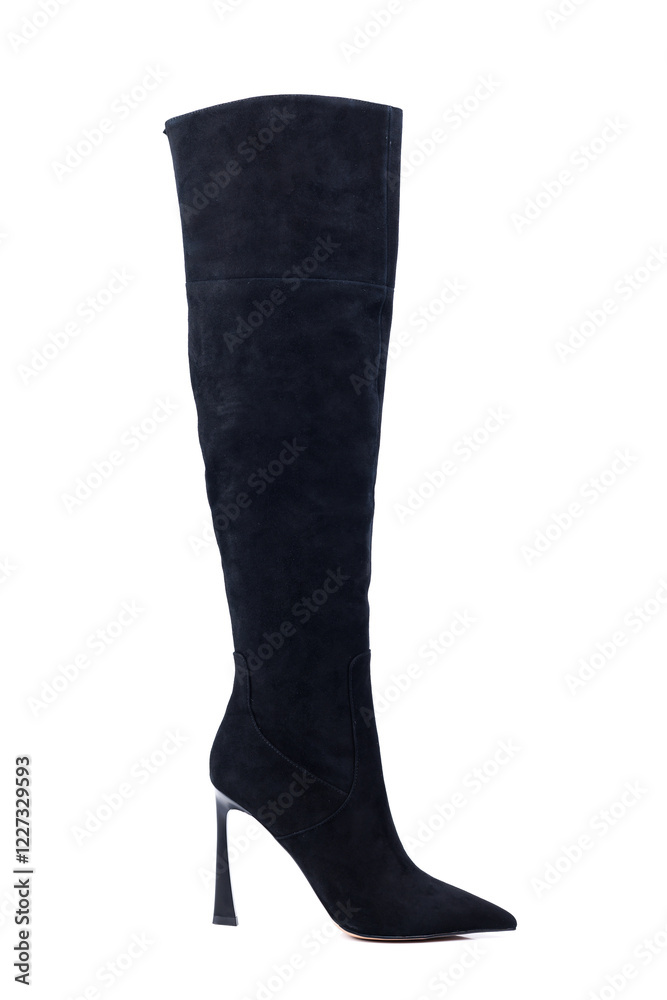 Black women's leather boots. Women's fashionable classic boots. Black women's leather boots. Women's fashionable classic boots.