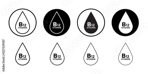 Vitamin B12 drop icon linear logo isolated