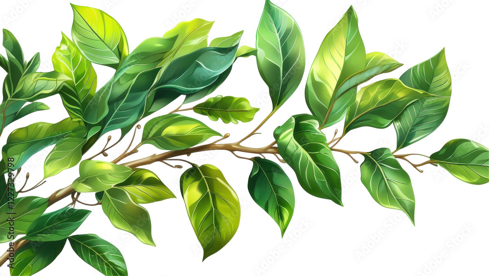 Nature's Palette: Vibrant Leaves on a Branch PNG Image on A Transparent Background Nature's Palette: Vibrant Leaves on a Branch PNG Image on A Transparent Background