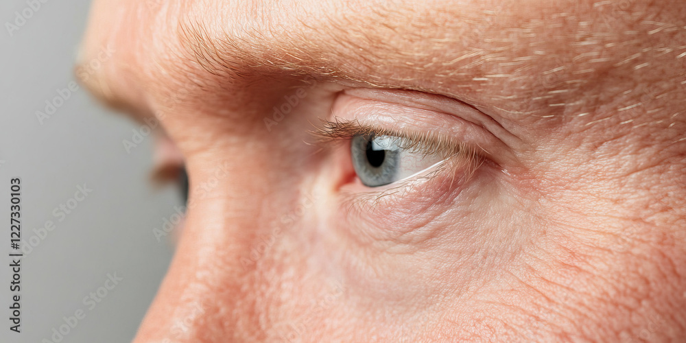 Fototapeta premium Close-up of Male Eye and Periorbital Skin Texture