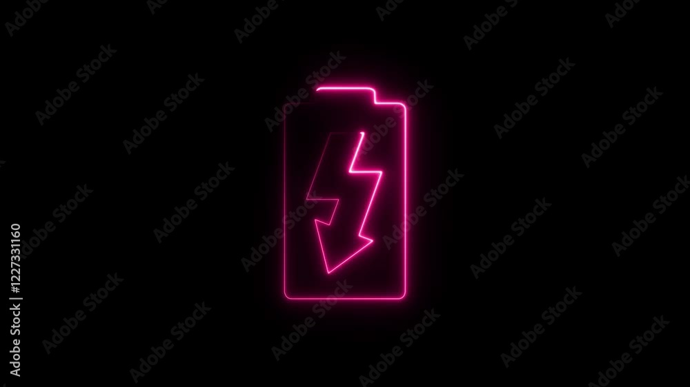 Charge icon animation video on black background with glowing effect Charge icon animation video on black background with glowing effect