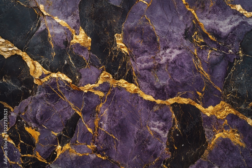 Fototapeta premium Purple and Gold Marble Close Up