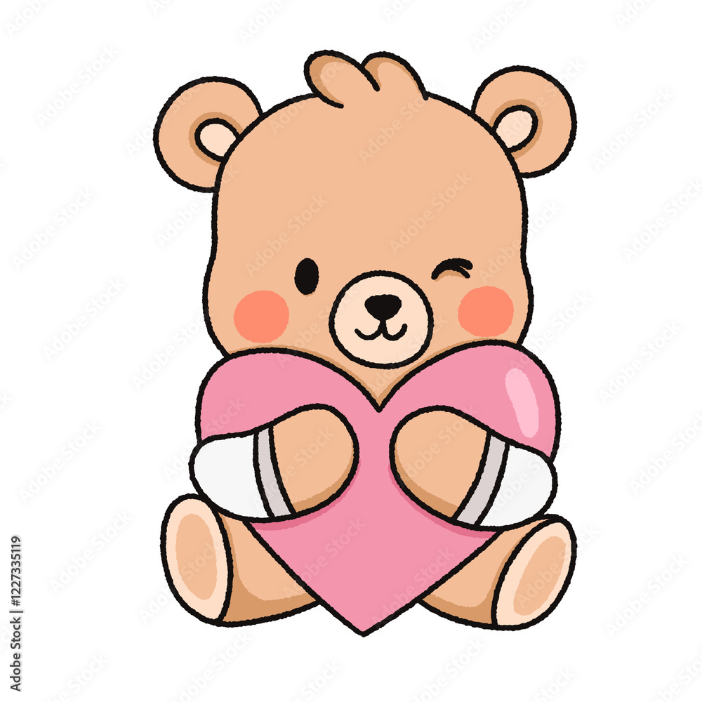 Cute Cartoon Teddy Bear. valentine Cute Cartoon Teddy Bear. valentine