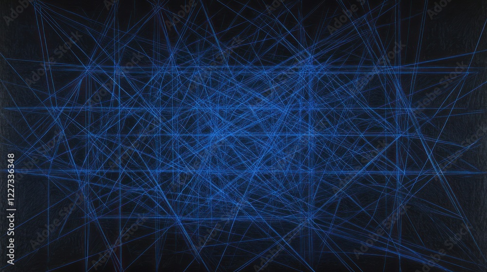 Blue lines intersecting to form a matrix pattern, overlaying a dark background, use for wallpaper Blue lines intersecting to form a matrix pattern, overlaying a dark background, use for wallpaper
