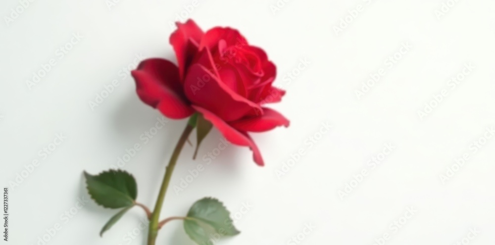 Solitary crimson rose against stark white backdrop; pristine detail , flower, scarlet Solitary crimson rose against stark white backdrop; pristine detail , flower, scarlet