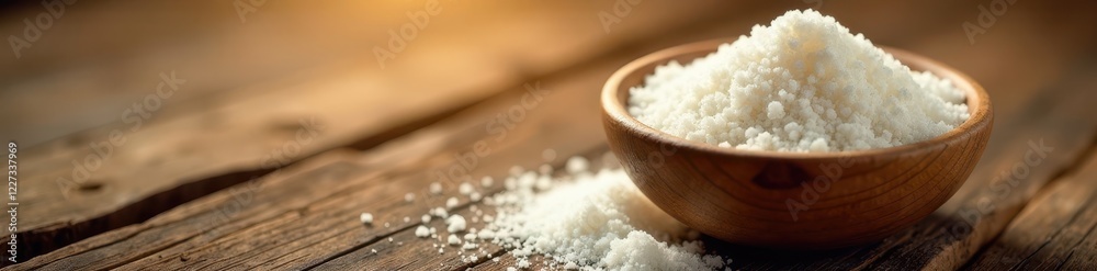 Wooden bowl filled with sugar, rustic wood texture, sunlight casting a warm glow, warm glow, sugar, ceramic Wooden bowl filled with sugar, rustic wood texture, sunlight casting a warm glow, warm glow, sugar, ceramic