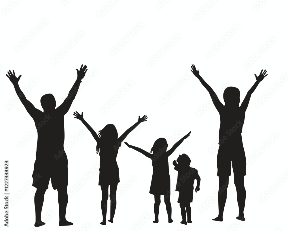Fototapeta premium Father, mother and soon traveling silhouette vector