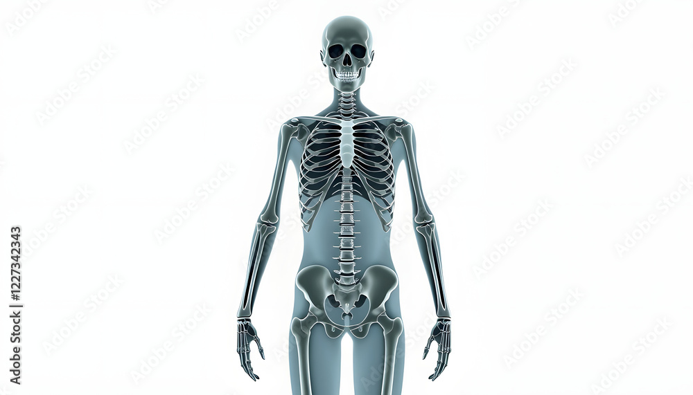 Male front view  skeleton x-ray Scan , with white tonespng