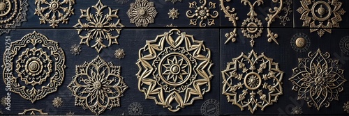 Dark wooden background with intricate natural patterns of knots, grains, and textures, design, pattern, collection