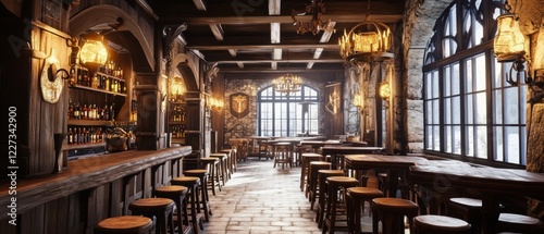 Medieval Tavern: A Digital Rendering of a Rustic Inn