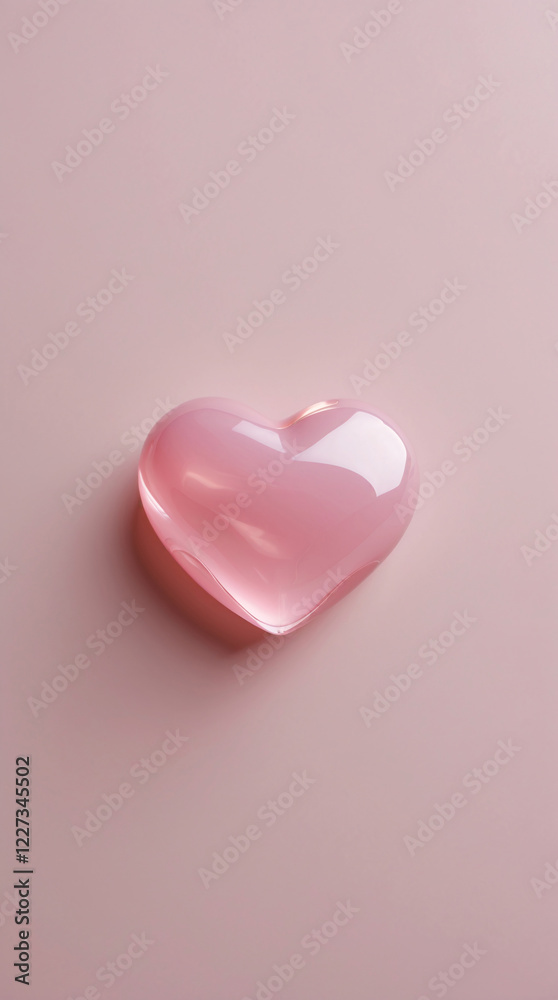 Fototapeta premium Exquisite Pink Smooth Heart Shaped Glass on a Light Pink Surface wallpaper aesthetic for romantic post inspiration