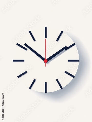 Modern wall clock displaying time in a minimalist design with clear numerals and a vibrant second hand. Generative AI photo