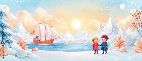 A children s book illustration about famous explorers and their voyages photo