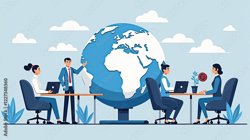 Fototapeta premium Global Business Strategy Vector Illustration