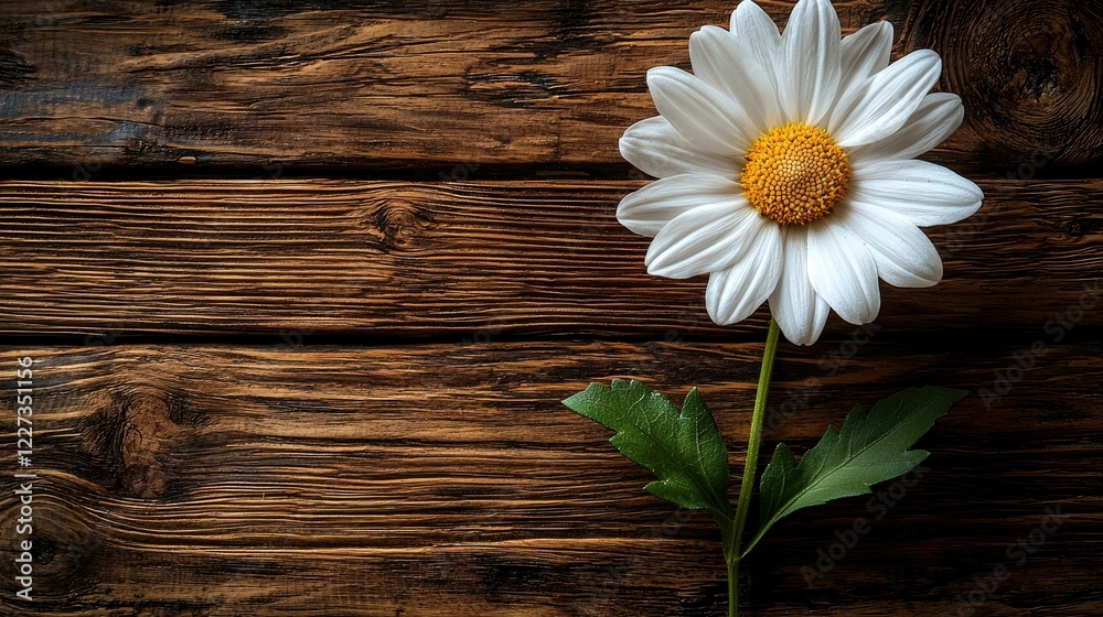 Obraz premium White Daisy Flower on Dark Wooden Background