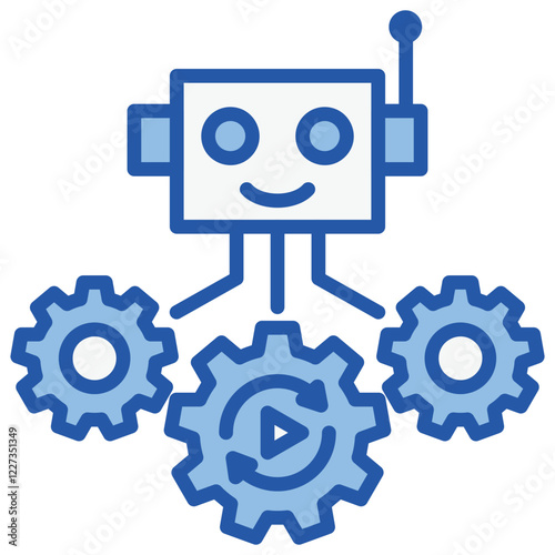 Robotic Process Automation Blue White Icon