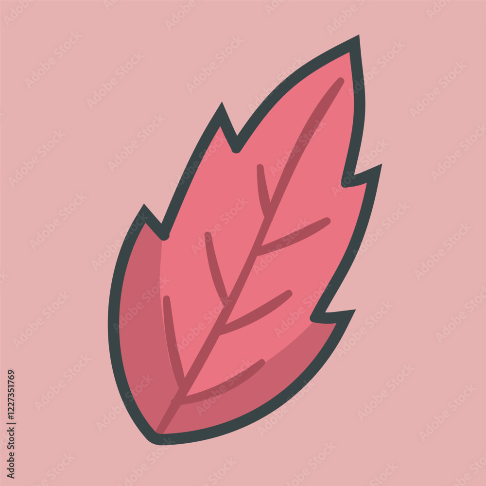 Fototapeta premium single leaf with outline flat vector design.