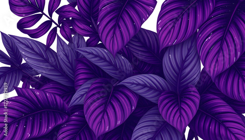 tropical leaves, dark purple foliage, botanical nature background , with white tonespng photo