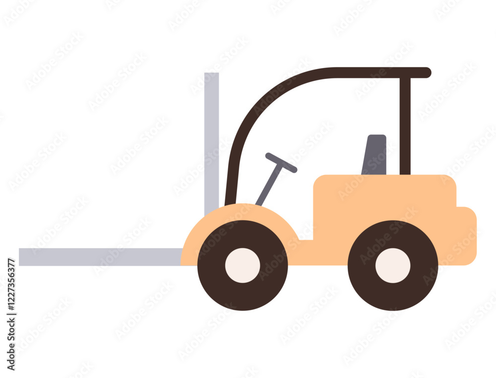 Forklift truck with protective frame and lifting forks designed for lifting and transporting heavy loads. Ideal for logistics, construction, manufacturing, transportation, warehouse, equipment Forklift truck with protective frame and lifting forks designed for lifting and transporting heavy loads. Ideal for logistics, construction, manufacturing, transportation, warehouse, equipment