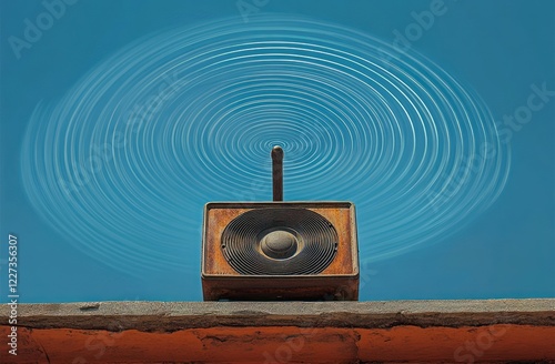 Vintage Speaker Sound Waves Rooftop photo