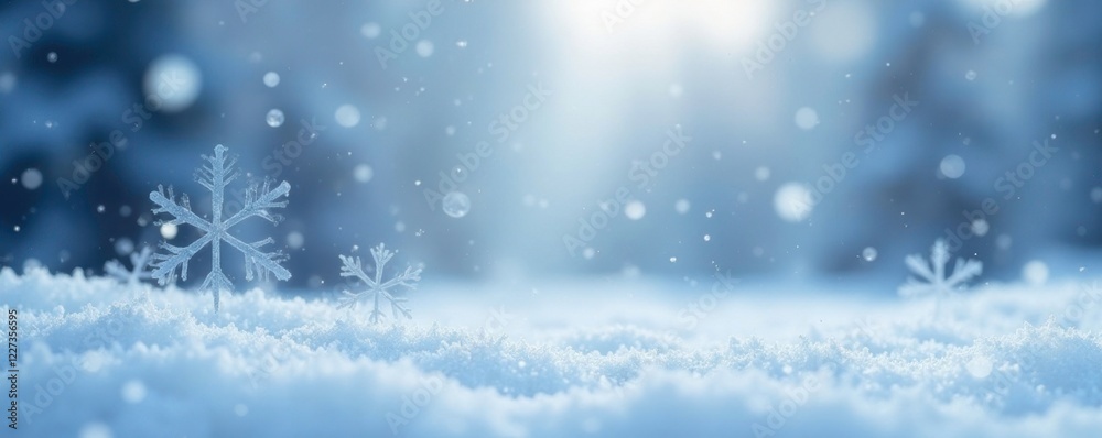 snowflakes gently fall on a serene winter landscape with soft light blue hues, gentle snowfall, wintry atmosphere, frozen nature snowflakes gently fall on a serene winter landscape with soft light blue hues, gentle snowfall, wintry atmosphere, frozen nature