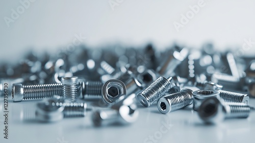 Fully threaded metric stainless steel hex socket head cap screws and Allen bolts displayed on a white table.