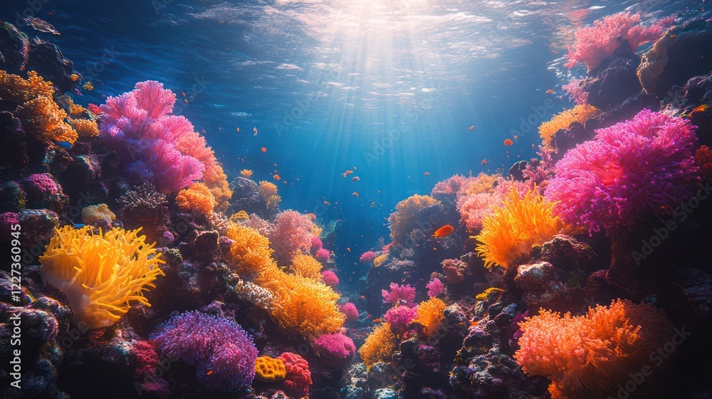 Fototapeta premium Vibrant Underwater Coral Reef Ecosystem