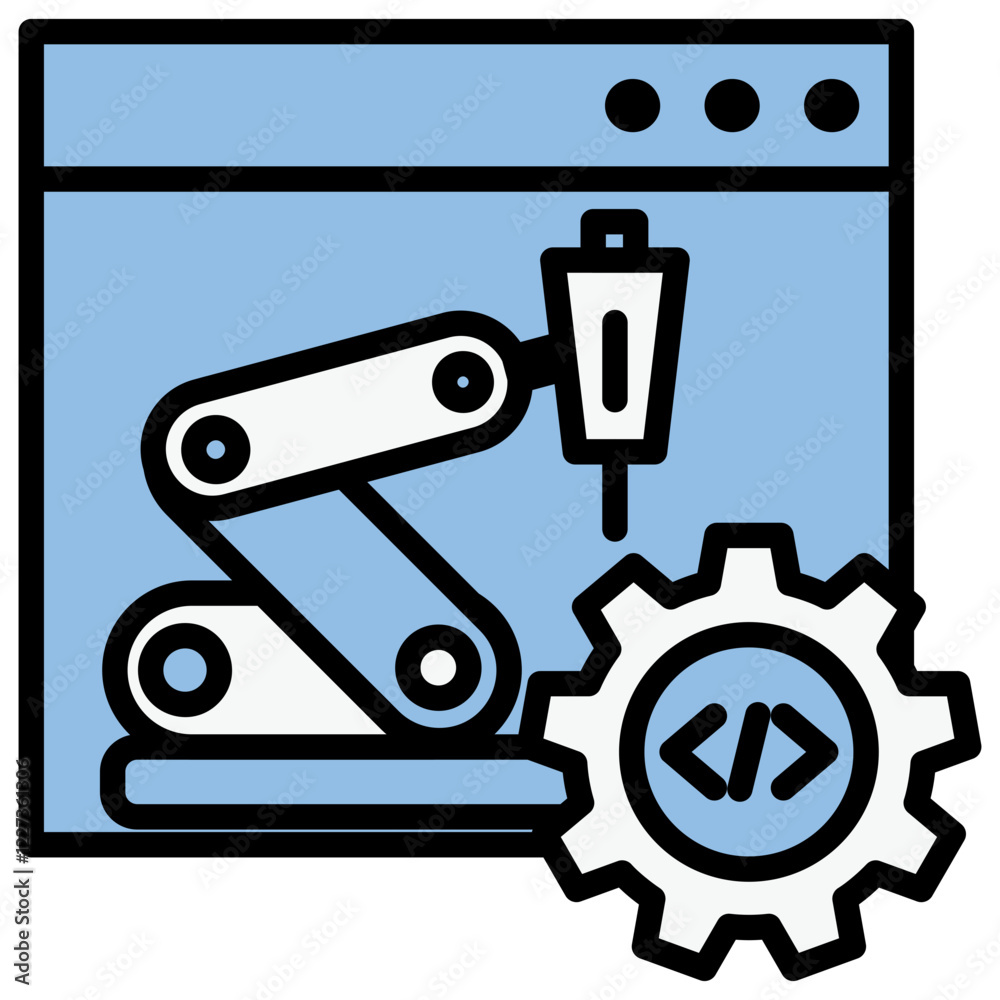Robotic Software Blue Black Icon Robotic Software Blue Black Icon