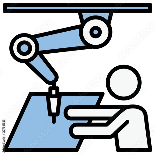 Collaborative Robot Blue Black Icon