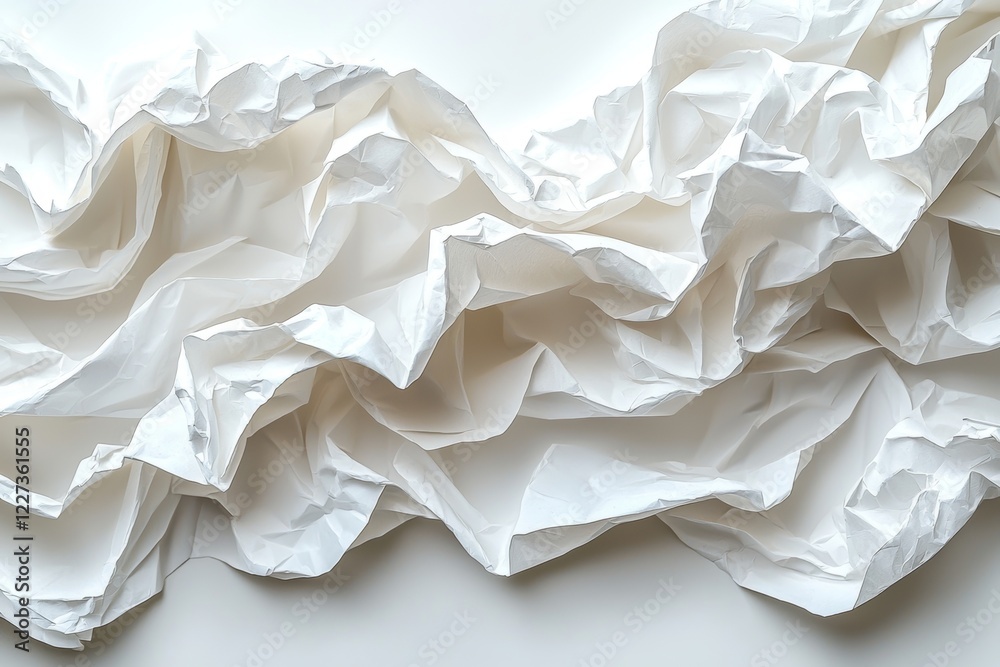 Obraz premium The background is white. The paper has a texture with kinks and dents, appearing old and dilapidated