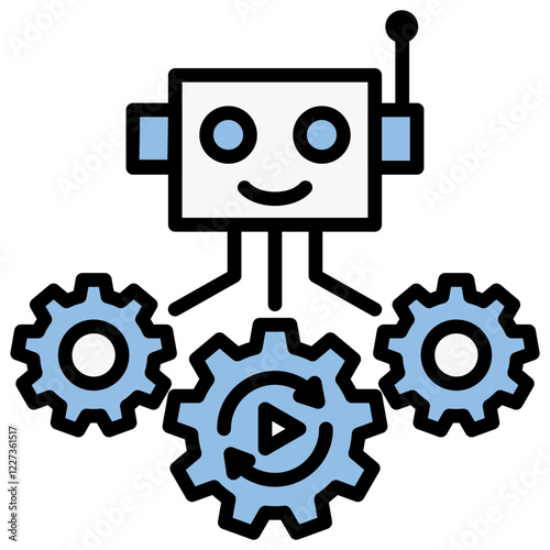 Robotic Process Automation Blue Black Icon
