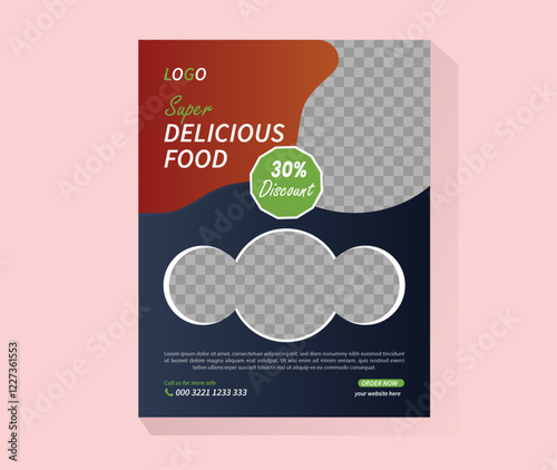 food discount poster design, Social media food discount template, restaurant social media post template photo