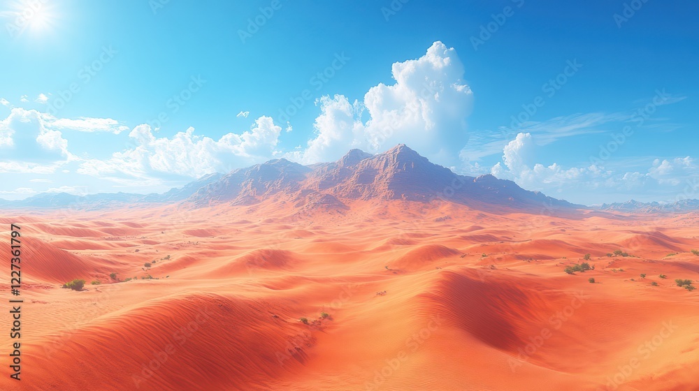Naklejka premium Majestic Desert Landscape Under a Vivid Sky