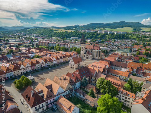 Bardejov Old Town in Slovakia view from drone