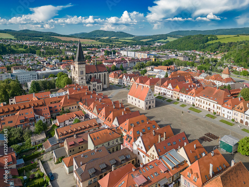 Bardejov Old Town in Slovakia with Town Hall and Basilica of St. Egidia