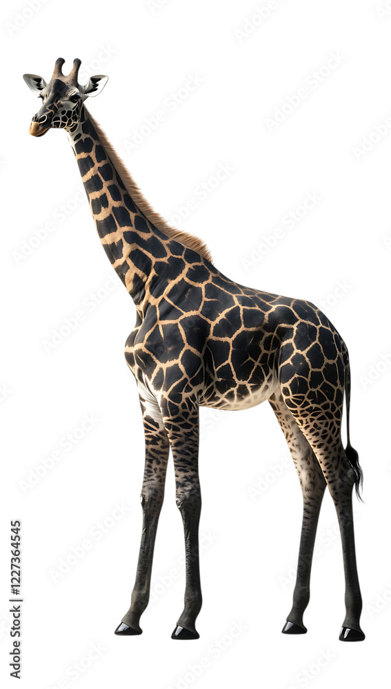 Obraz premium Tall giraffe isolated on black