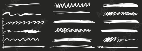 Acrylic pastel crayon stroke brush smear set. Textured graffiti blob smudge illustration collection. Chalk ink strokes doodles.