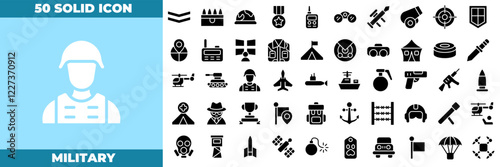 Military Solid Editable Icons set