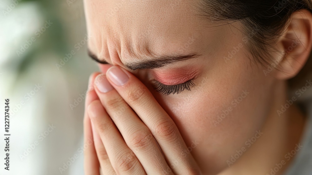 Emotional Woman in Distress with Hands on Face Emotional Woman in Distress with Hands on Face