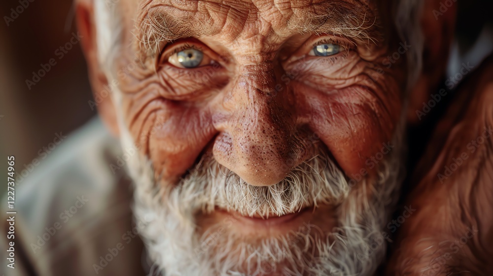 A close-up portrait of an elderly man with white hair and a beard, smiling warmly at the camera. A close-up portrait of an elderly man with white hair and a beard, smiling warmly at the camera.