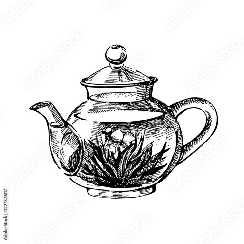 Hand drawn sketch vector tea cup isolated illustration on white background