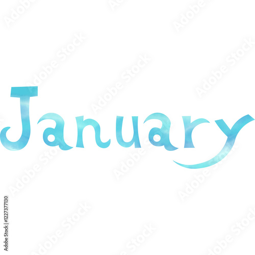 Illustration of the image of the letter icon of January in a beautiful watercolor pattern. photo