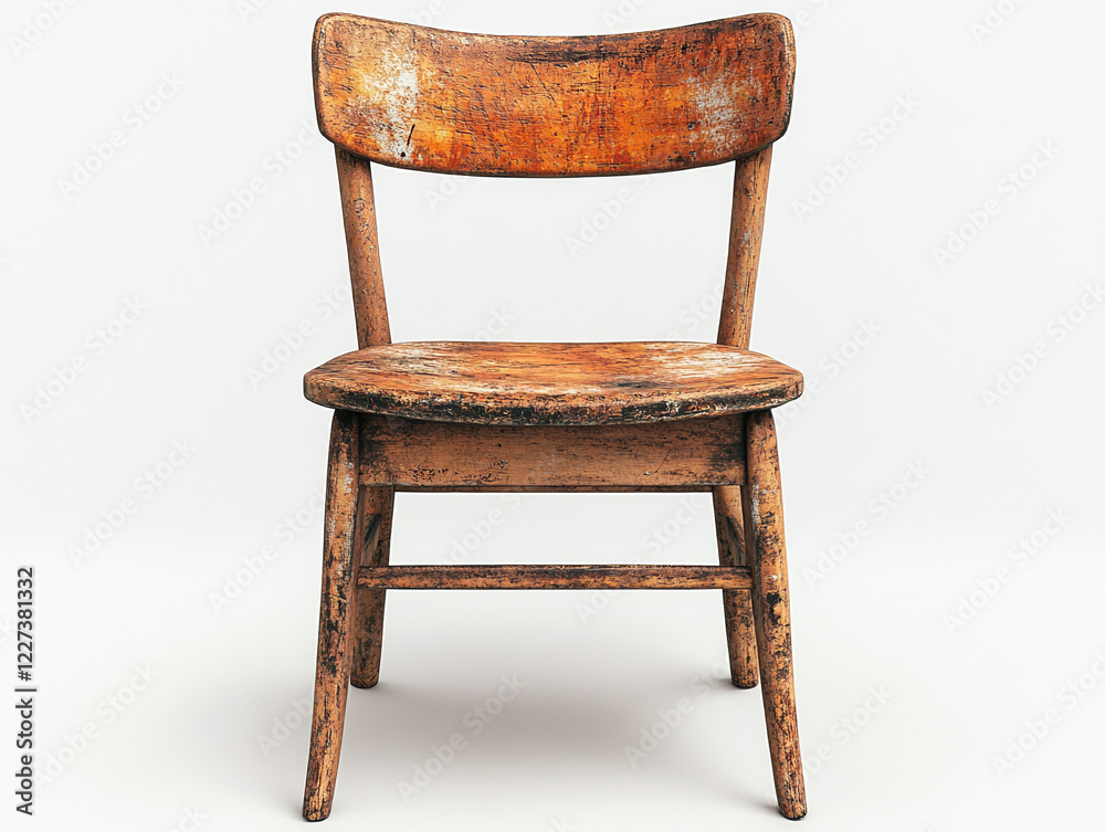 Old wooden chair against a white clean background Old wooden chair against a white clean background